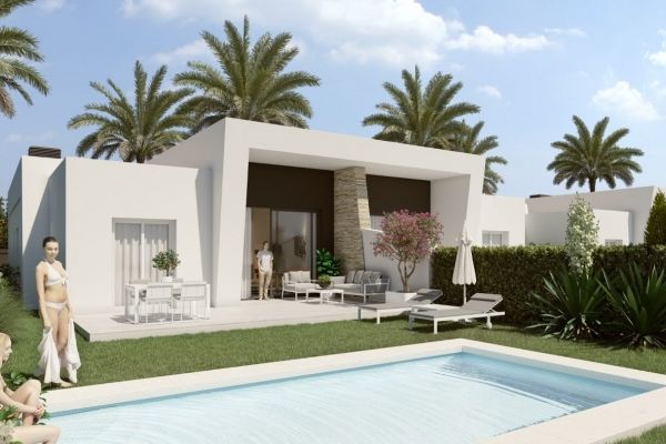 Villas pareadas de obra nueva en una planta con piscina privada