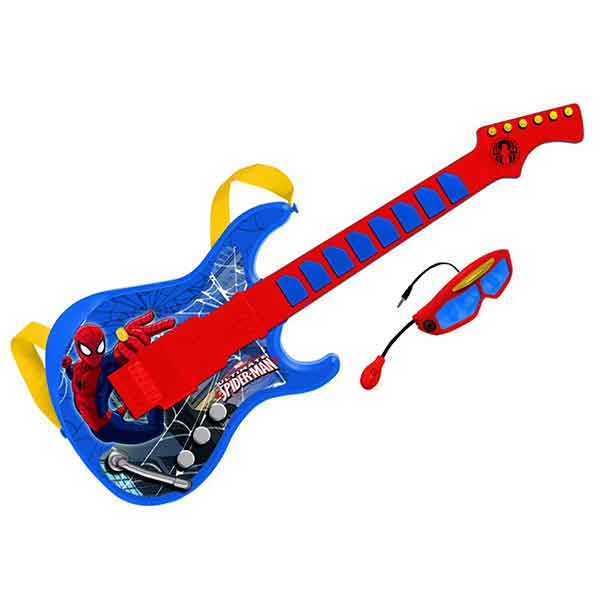 Guitarra Spiderman con Gafas y Micrófono